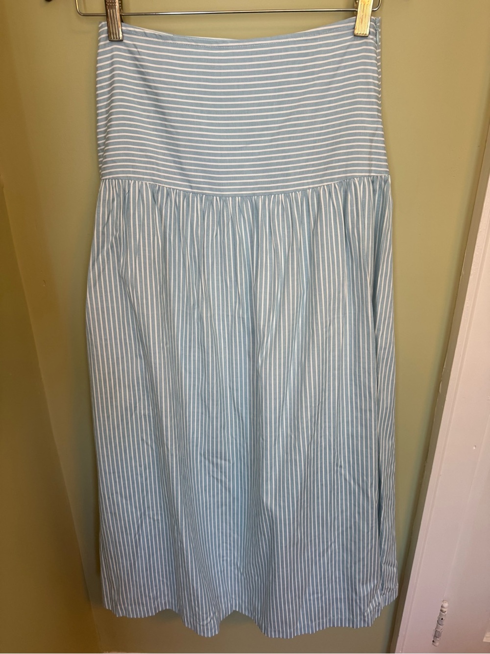 Boutique Light Blue & White Striped Maxi Skirt